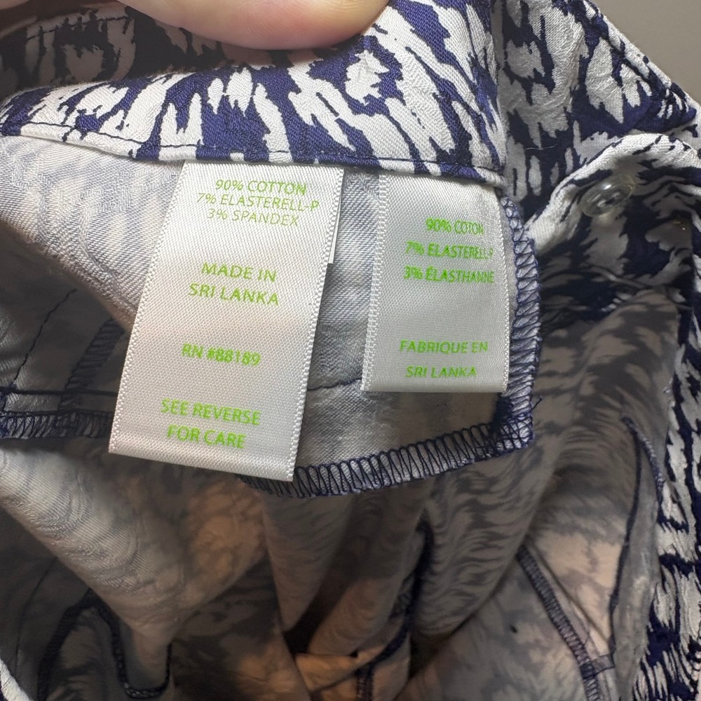 Lilly Pulitzer Kelly Ankle Pants Navy White Ikat Jacquard Trousers Womens 8 - Picture 11 of 11